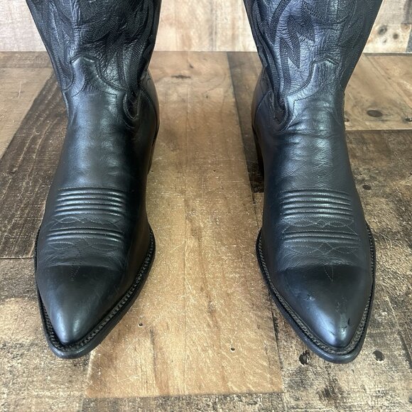 Panhandle Slim Vintage Classic Black Western Cowboy Boots Mens 10 EE - Picture 9 of 12